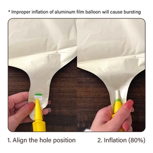 Detail of 40-inch white balloon air valve showing how to insert the inflation nozzle