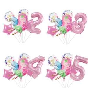 Ballon En Aluminium De Fête D'anniversaire De Princesse Fée Décorations De Fille De Cercle D'étoile De Nombre Rose