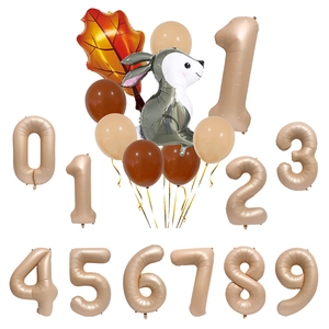 Jungle Rabbit Maple Leaf Balloon 40 Inch Caramel Number Balloon For Kids Birthday Party Autumn Theme Decor Accessories