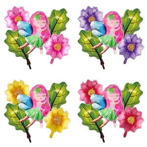 Juego de Globos de Papel de Aluminio de Hada Flor Hoja para Decoración de Cumpleaños de Niña Tema de Bosque Mágico Kit de Globos