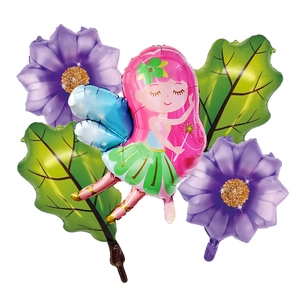Set de globos de hadas y flores para decoración de fiestas de cumpleaños infantiles