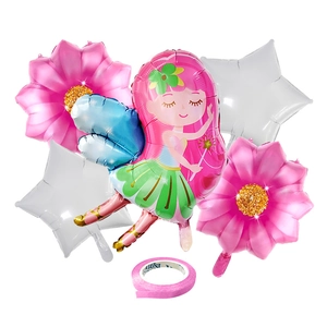 Set de globos de hada con flores y estrellas para decoración de fiesta infantil