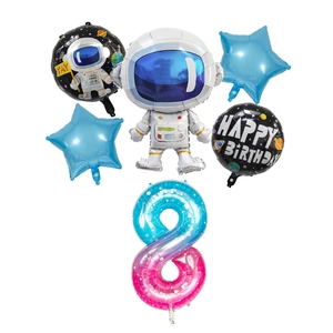 Set de globos de astronauta con número 8 para decoración de fiesta de cumpleaños espacial