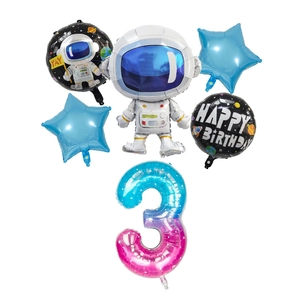 Globo de Papel de Aluminio con Tema Espacial de Astronauta Con Globo Redondo de Estrella Galaxia Y Globo de Dígitos Gradientes Para Decoración de Fiesta de Cumpleaños