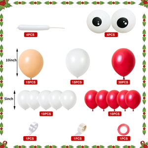 Christmas balloon arch kit with red white balloons and Santa Claus party decorations