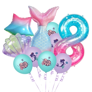 Kit de ballons sirène avec chiffre 8 géant et motifs marins pour fête d'anniversaire