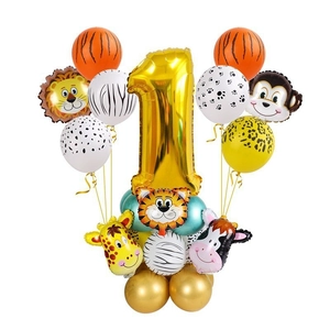 Ballons Animaux De La Jungle Feuille D'Aluminium Et Latex Pour Fête D'Anniversaire Enfants Style Safari
