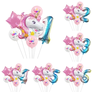 Einhorn Tier Folienballon Regenbogen Nummer Ballon Stern Ballon Und Bedruckte Latex Ballons Für Kinder Geburtstag Party Deko