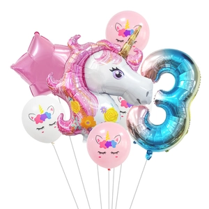 Detailsatz Einhorn und Regenbogen Farbverlauf Nummer 3 Luftballons für Geburtstagsdeko