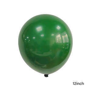 Close-up of a 12-inch dark green latex balloon for football-themed party decorations