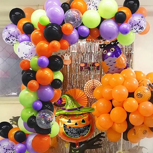 Halloween balloon arch kit with pumpkin and owl foil balloons for party decoration