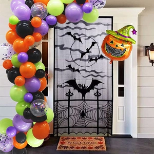 Halloween arch kit with orange pumpkin wizard balloon and colorful latex balloons set