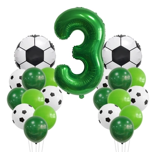 Green Football Balloon Large Number Aluminum Foil Balloon Soccer Latex Balloons For Kids Birthday Party Decoration
