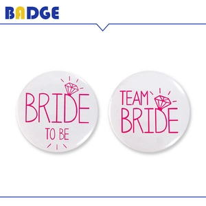 Pink Team Bride and Bride to Be badges for bachelorette party accessories