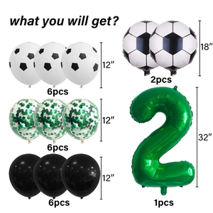 Kit ballons de foot avec chiffre 2 vert et ballons en aluminium pour anniversaire