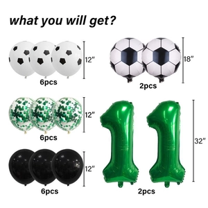 Kit de 22 ballons de fête foot avec chiffres verts et motifs de football