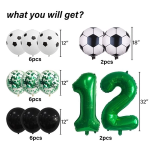 Détails du kit de ballons de football comprenant des ballons en latex et le chiffre 12