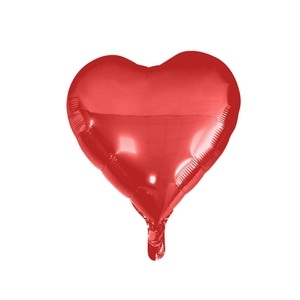 Glossy red heart-shaped foil balloon with metallic mirror finish for romantic party decor