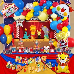 Circus Carnaval Thema Verjaardagsfeestje Decoraties Ballon Slinger Boog Kit Aluminiumfolie Latex Cartoon Dier Banner