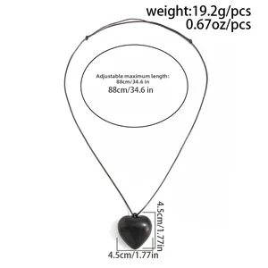 Detail of adjustable heart pendant necklace with dimensions and weight specifications