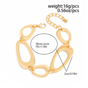 Plan détaillé des tailles du bracelet à maillons dorés avec longueur 18cm et poids 16g