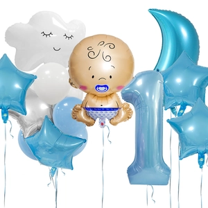 Kit Palloncini Baby Shower Foglio Di Alluminio E Lattice Stelle Luna Nuvola Per Decorazione Festa Di Compleanno Bambino