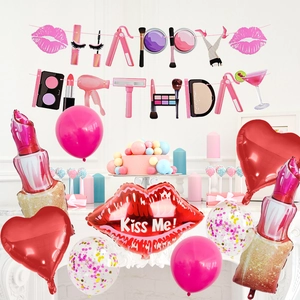 Lipstick and red lips balloon set for bridal shower and birthday party decoration
