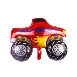 Ballon en aluminium de 40 pouces camion monstre rouge avec flammes pour fête d'enfant