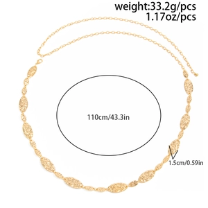 Detailed view of punk metal waist chain with 110cm length and 1.5cm oval plates