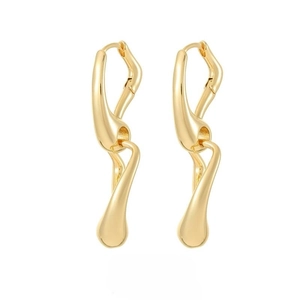 Irregular 18K gold plated copper earrings with a minimalist twisted fluid design