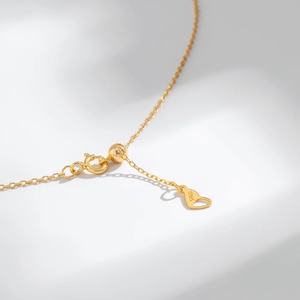 925 sterling silver gold geometric interlaced ring necklace with heart charm details
