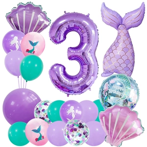 Détails du kit de ballons sirène avec queue de poisson violette et ballons en coquillage