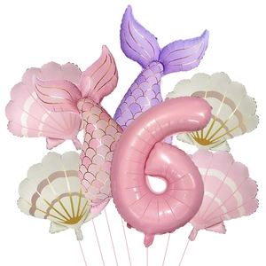 Détail de ballons sirène et coquillage pour décoration de 6ème fête d'anniversaire