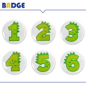 Cartoon dinosaur number badges 1-6 set for children's birthday parties and gift supplies