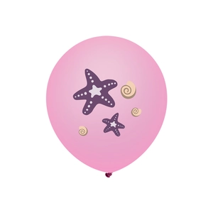 Palloncino rosa a sirena con stampe di stelle marine e conchiglie per feste di compleanno