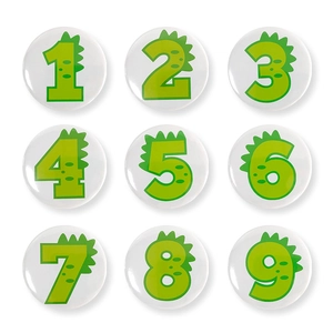Cartoon Dinosaur Number Round Tinplate Badge Brooch Pin Birthday Party Kids Accessory Novelty