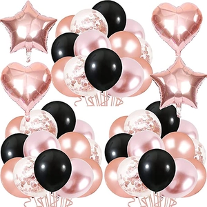Or Rose Bleu Marine Noir Étoile Coeur Ballon en Aluminium Latex Arche Décoration Anniversaire Fête Mariage Célébration