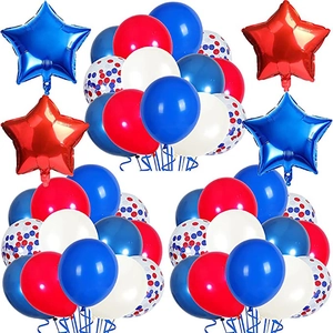 Kit de 65 ballons patriotiques avec étoiles rouges, blanches et bleues pour fêtes