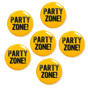 Set di sei spille gialle a tema cantiere Party Zone per decorazioni compleanno bimbi