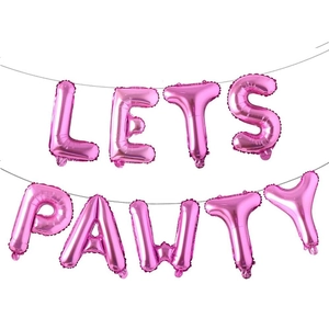 Kit de ballons roses 'LETS PAWTY' pour décoration de fête d'anniversaire de chien