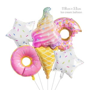 Ice cream and donut balloon set with star shapes for children's birthday party decor