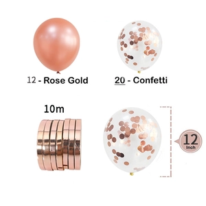 32-piece rose gold party balloon set with confetti balloons and 10m ribbon for birthday