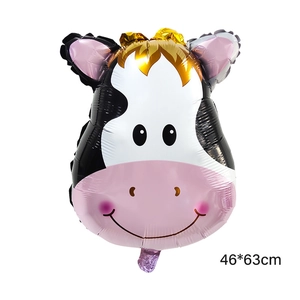 Ballon en aluminium tête de vache pour décoration d'anniversaire, taille 46x63cm