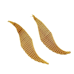 Exaggerated 18K gold plated brass diamond mesh fringe earrings for women with 925 silver pins