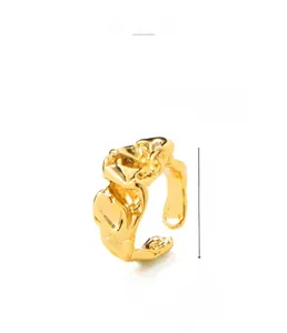 Detail view of 18K gold plated lava ring with 6.8g weight and 2.2cm diameter specs