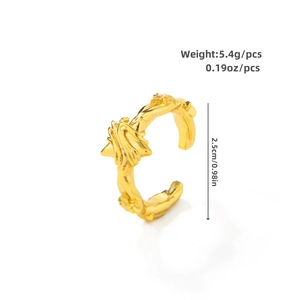 Détail de la bague étoile dorée indiquant un poids de 5,4g et une taille de 2,5cm