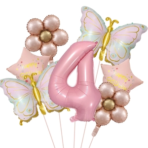 Set di palloncini farfalla rosa e oro per decorazione 4° compleanno bambina
