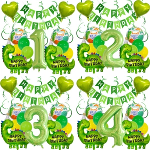 Dinosaur Theme Birthday Party Decorations Aluminum Film Balloons Latex Balloons Happy Birthday Banner For Kids Celebration