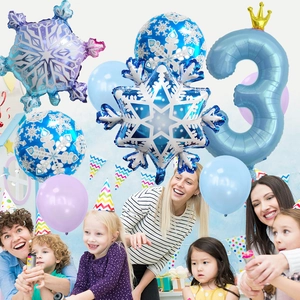 Winter sneeuwvlok ballon set met nummer drie en kroon voor een kinder verjaardag