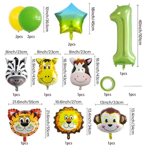 Set di palloncini animali della giungla con leoni e tigri per decorazione di 1° compleanno